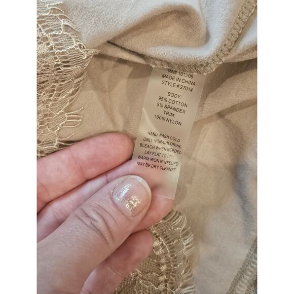 Soft surroundings beige lace trim long sleeve fitted tunic shirt womens medium - Picture 4 of 5